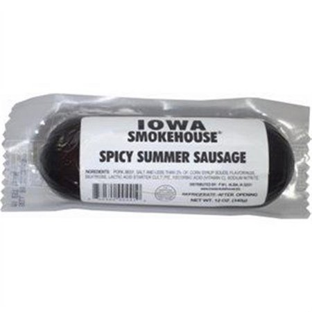 IOWA SMOKEHOUSE & PREFERRED WHOLESALE Iowa Smokehouse & Preferred Wholesale 253869 12 oz Spicy Flavor Summer Sausage - Pack of 12 253869